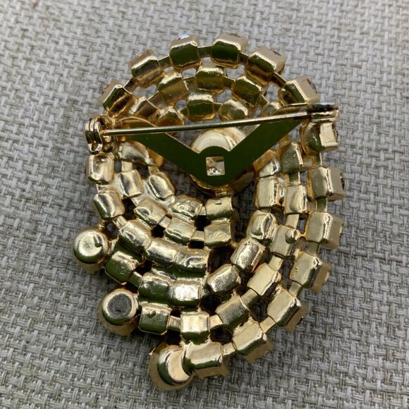 Julianna Style Vintage Autumn Faux Amber Rhinestone Brooch Pin - Picture 2 of 6